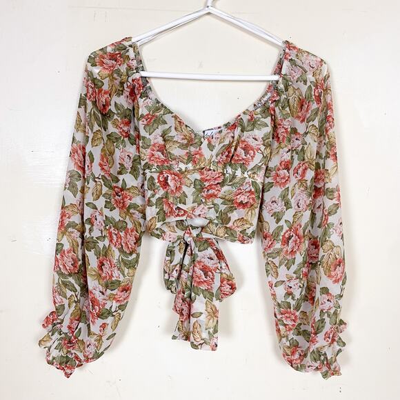 Petal and Pup Adalicia Top in Ivory Rose Pattern Womens 6 Wrap Top Romantic Love - Picture 1 of 8